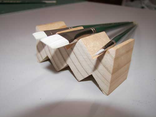 Brushes on a brush rest