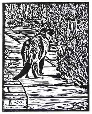 Linocut cat print