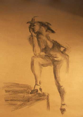 Life drawing in charcoal